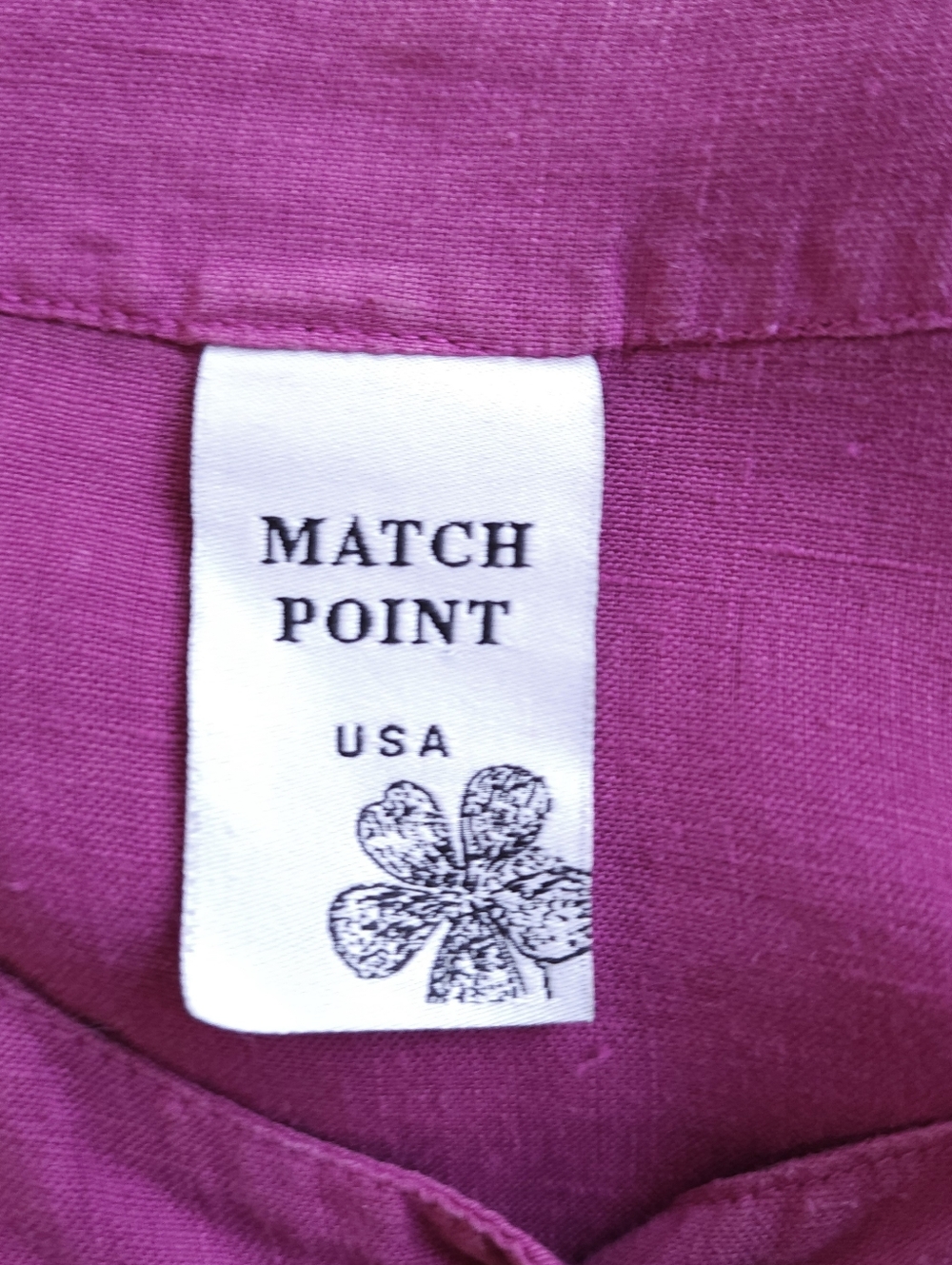 MATCH POINT Magenta Button-Front Linen Tunic - Picture 2 of 10